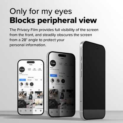 Zaščitna folija za zaslon Privacy Ringke Easy Slide za Apple iPhone 16 Plus / 15 Plus, Kaljeno steklo, Polno lepljenje, Komplet 2 kosa