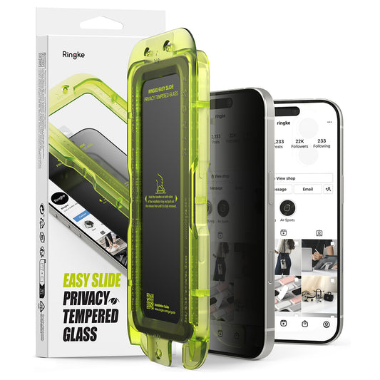 Zaščitna folija za zaslon Privacy Ringke Easy Slide za Apple iPhone 17 Air, kaljeno steklo, polno lepilo, komplet 2 kosa