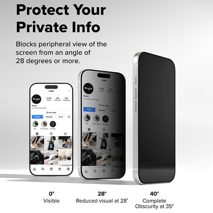 Privacy Screen Protector Ringke Easy Slide for Apple iPhone 17 Air, Tempered Glass, Full Glue, Set of 2 pieces