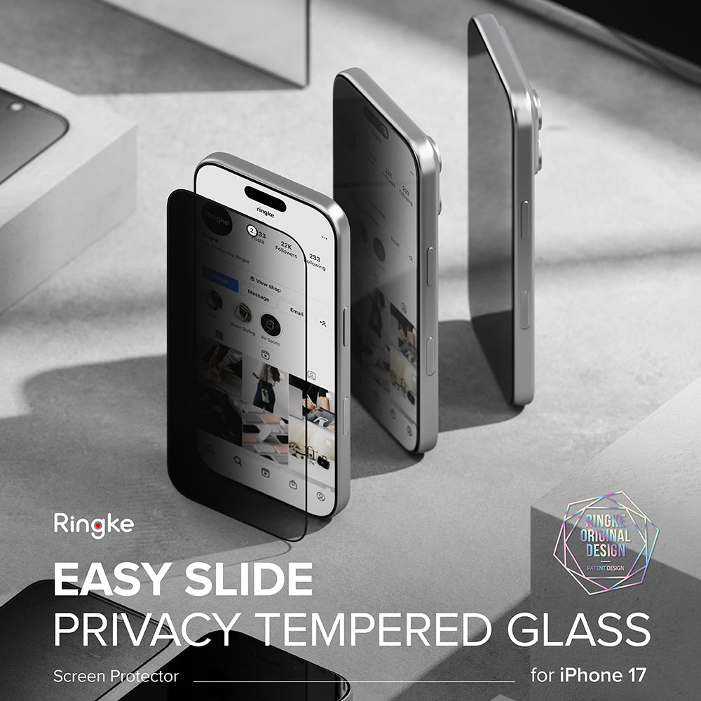 Privacy Screen Protector Ringke Easy Slide for Apple iPhone 17 Air, Tempered Glass, Full Glue, Set of 2 pieces