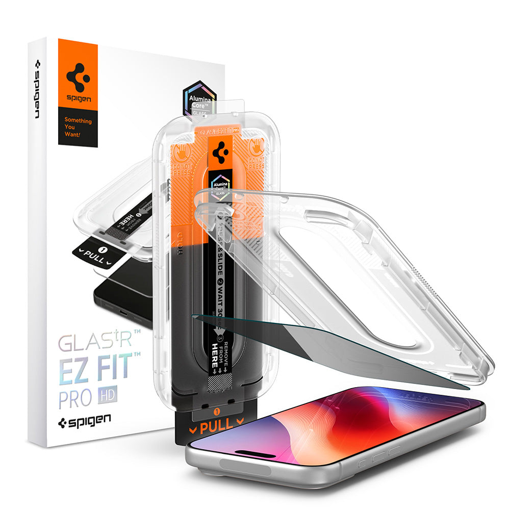 Privacy Screen Protector Spigen GlastR EZ FIT Pro HD for Apple iPhone 18 Pro, Tempered Glass, Full Glue AGL12028