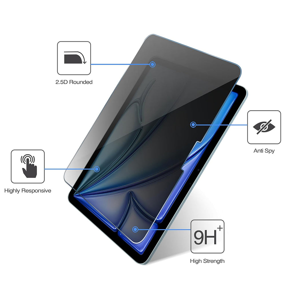Privacy Screen Protector Techsuit ArmorGlass CrystalHD for Apple iPad Air 11 (2026), Tempered Glass, Full Glue, Set of 2 pieces