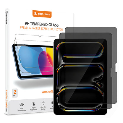Zaščitna folija zaslona Privacy Techsuit ArmorGlass CrystalHD za Apple iPad Air 13 (2026), kaljeno steklo, polno lepilo, komplet 2 kosa
