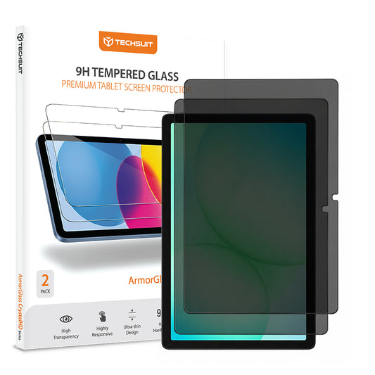 Zaščitna folija zaslona Privacy Techsuit ArmorGlass CrystalHD za Samsung Galaxy Tab A11+ / Tab A9+, kaljeno steklo, polno lepilo, komplet 2 kosa