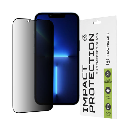 Zaščitna folija za zaslon Privacy Techsuit za Apple iPhone 14 Plus / 13 Pro Max, varnostno steklo, polno lepilo, 111D
