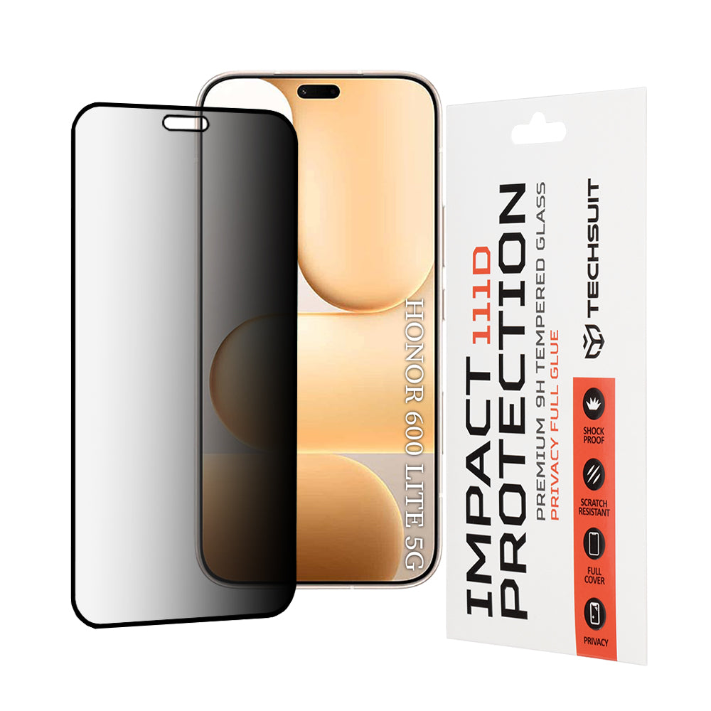 Zaščitna folija za zaslon Privacy Techsuit za Honor 600 Lite, Kaljeno steklo, Full Glue, 111D