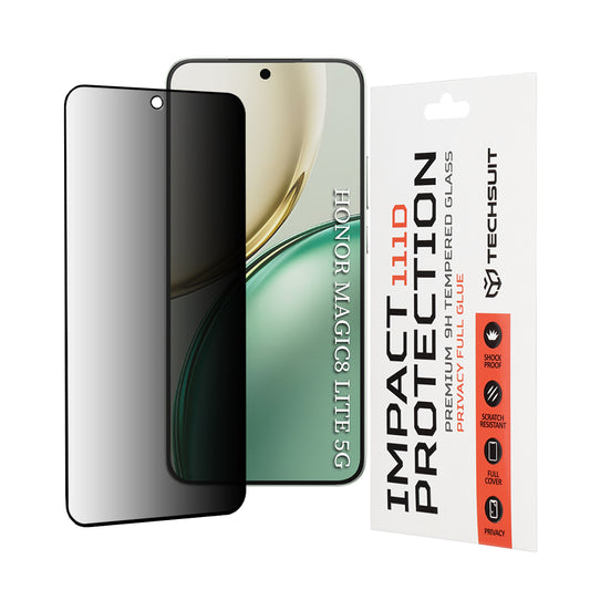 Zaščitna folija za zaslon Privacy Techsuit za Honor Magic8 Lite, Kaljeno steklo, 111D
