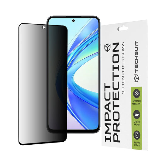 Zaščitna folija za zaslon Privacy Techsuit za Honor X7b 5G / 90 Smart / X7b 4G, kaljeno steklo, polno lepilo, 111D