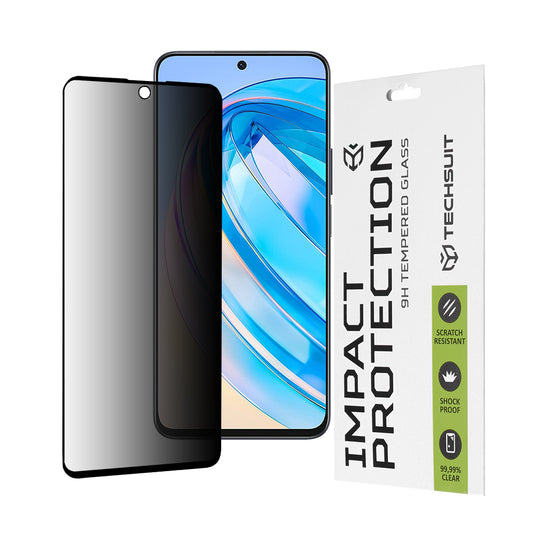 Zaščitna folija za zaslon Privacy Techsuit za Honor X8a / X8 4G, varnostno steklo, polno lepilo, 111D