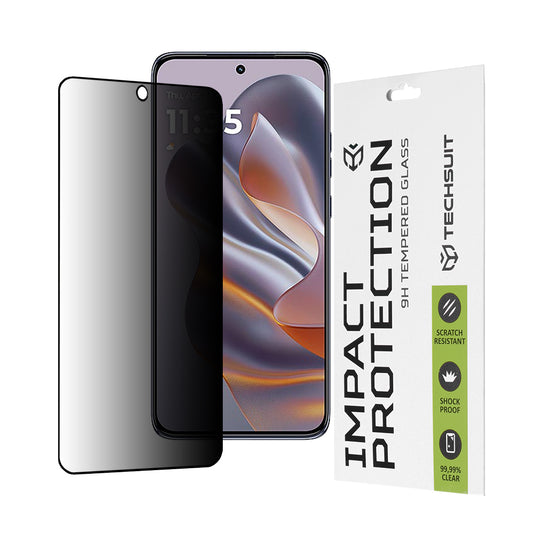 Zaščitna folija za zaslon Privacy Techsuit za Motorola Edge 50 Neo, kaljeno steklo, polno lepilo, 111D
