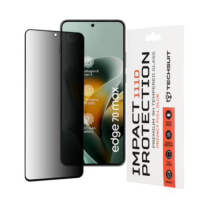 Zaščitna folija zaslona Privacy Techsuit za Motorola Edge 70 Max, kaljeno steklo, polno lepilo, 111D