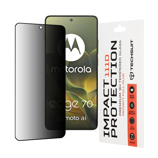 Zaščitna folija za zaslon Privacy Techsuit za Motorola Edge 70, Kaljeno steklo, Polno lepilo, 111D