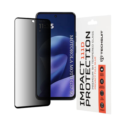 Zaščitna folija za zaslon Privacy Techsuit za Motorola Moto G47 / G37 Power / G37, kaljeno steklo, polno lepilo, 111D