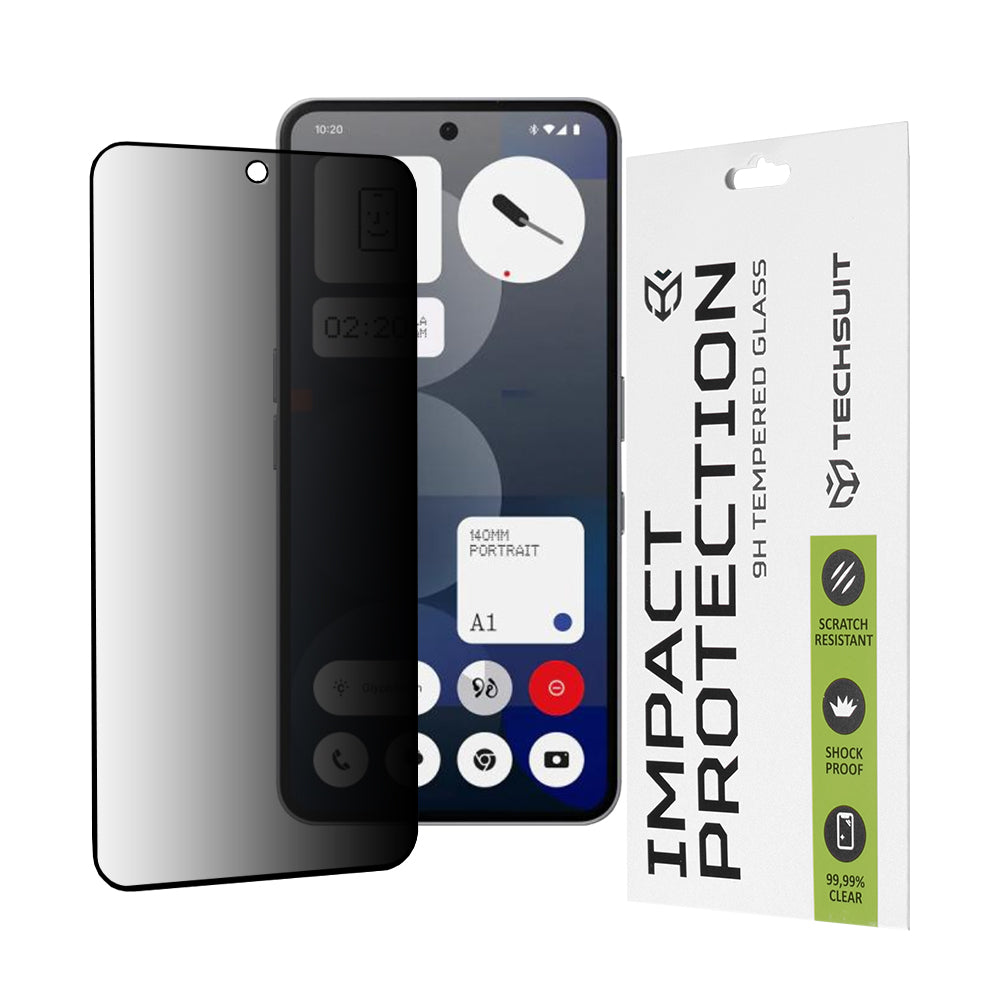 Zaščitna folija za zaslon Privacy Techsuit za Nothing Phone (3a) / Phone (3a) Pro, kaljeno steklo, polno lepilo, 111D