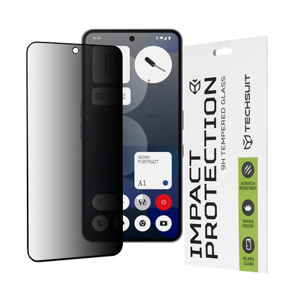 Zaščitna folija za zaslon Privacy Techsuit za Nothing Phone (3a) / Phone (3a) Pro, kaljeno steklo, polno lepilo, 111D