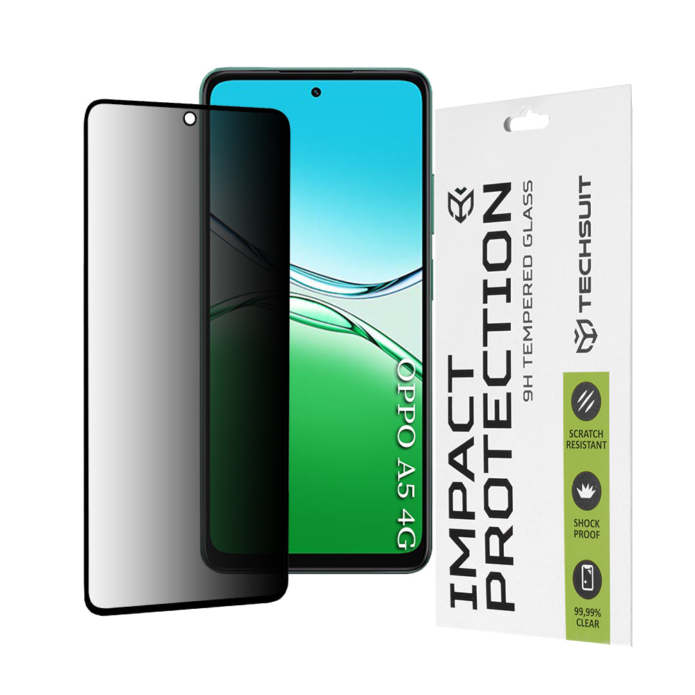 Zaščitna folija za zaslon Privacy Techsuit za Oppo A5 4G, kaljeno steklo, polno lepilo, 111D