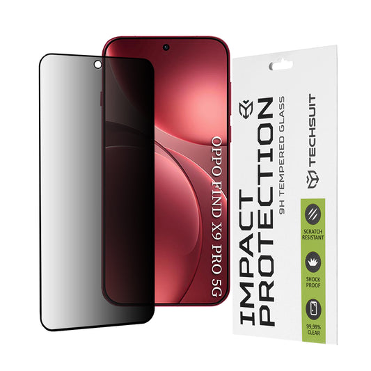 Zaščitna folija za zaslon Privacy Techsuit za Oppo Find X9 Pro, Kaljeno steklo, Polno lepljenje, 111D