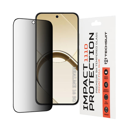 Zaščitna folija za zaslon Privacy Techsuit za Realme 16, kaljeno steklo, polno lepilo, 111D