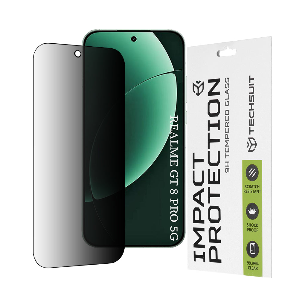 Zaščitna folija za zaslon Privacy Techsuit za Realme GT 8 Pro, Kaljeno steklo, Polno lepljenje, 111D
