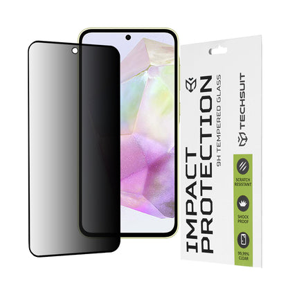 Zaščitna folija za zaslon Privacy Techsuit za Samsung Galaxy M56 M566 / M35 / A55 5G A556 / A35 5G A356, kaljeno steklo, polno lepilo, 111D