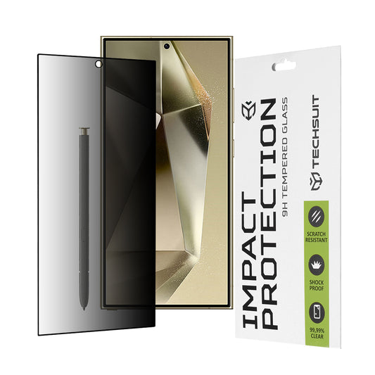 Zaščitna folija za zaslon Privacy Techsuit za Samsung Galaxy S24 Ultra S928, kaljeno steklo, polno lepilo, 111D