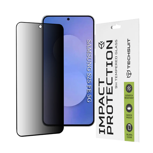 Zaščitna folija za zaslon Privacy Techsuit za Samsung Galaxy S25 FE, kaljeno steklo, polno lepilo, 111D