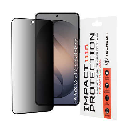 Zaščitna folija za zaslon Privacy Techsuit za Samsung Galaxy S26, Kaljeno steklo, Full Glue, 111D