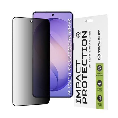 Zaščitna folija za zaslon Privacy Techsuit za Samsung Galaxy S26 Ultra S948, Kaljeno steklo, Polno lepilo, 111D