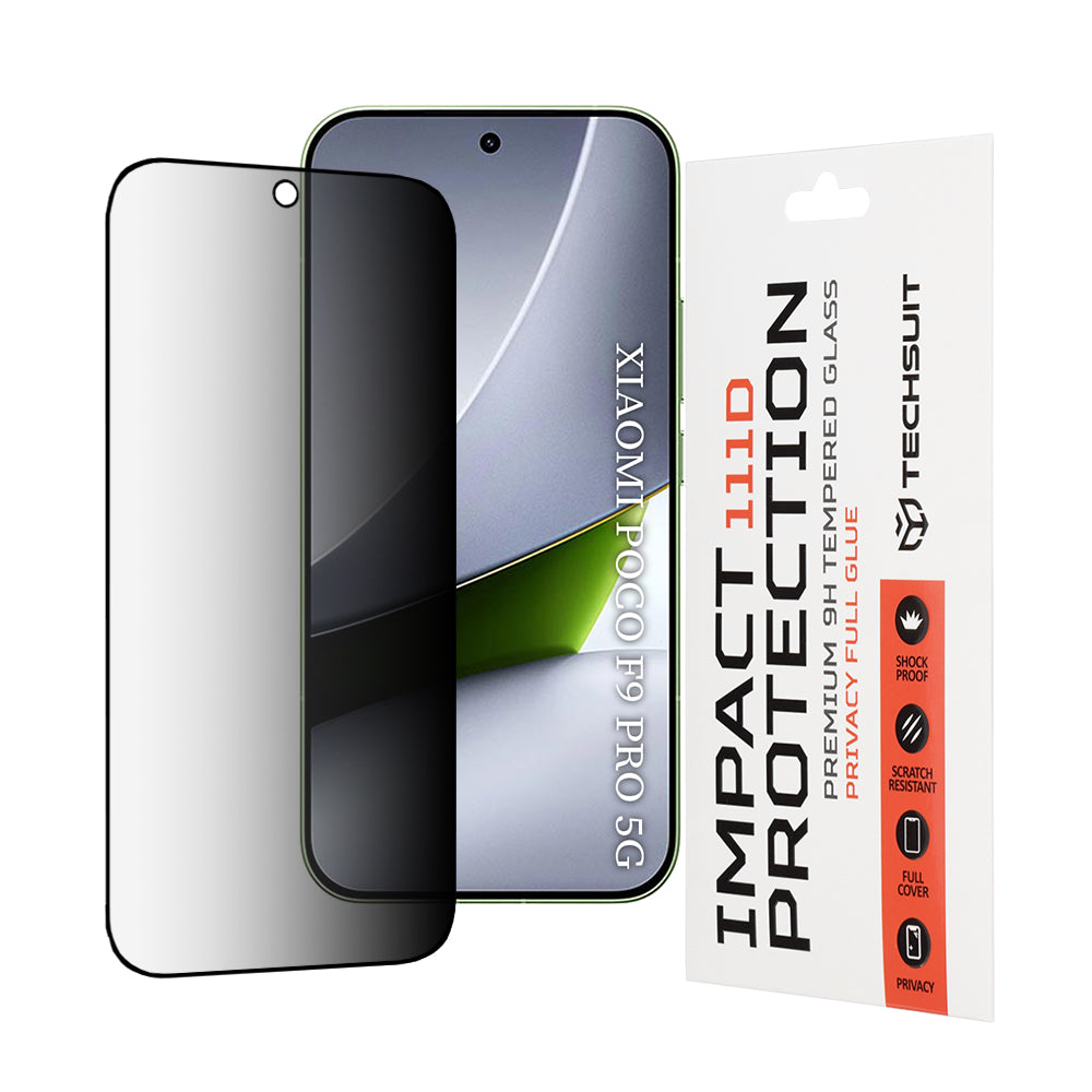 Techsuit Privacy zaščitna folija za zaslon za Xiaomi Poco F9 Pro, kaljeno steklo, lepilo po celotni površini, 111D