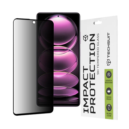 Zaščitna folija za zaslon Privacy Techsuit za Xiaomi Poco X5 Pro / Redmi Note 12 Pro 5G / Note 12 Pro+, kaljeno steklo, polno lepilo, 111D