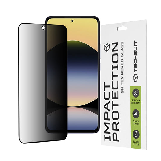 Zaščitna folija za zaslon Privacy Techsuit za Xiaomi Redmi Note 14 4G (Standard), kaljeno steklo, polno lepilo, 111D