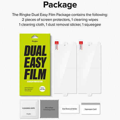 Zaščitna folija za zaslon Ringke Dual Easy za Samsung Galaxy S22 Ultra 5G S908, Plastika, Set 2 kosa
