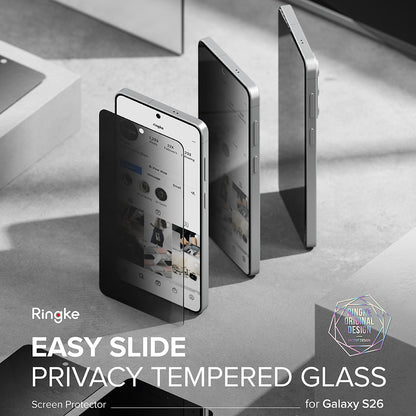 Ringke Easy Slide Screen Protector for Samsung Galaxy S26, Tempered Glass, Full Glue, Set of 2 Pieces, Black