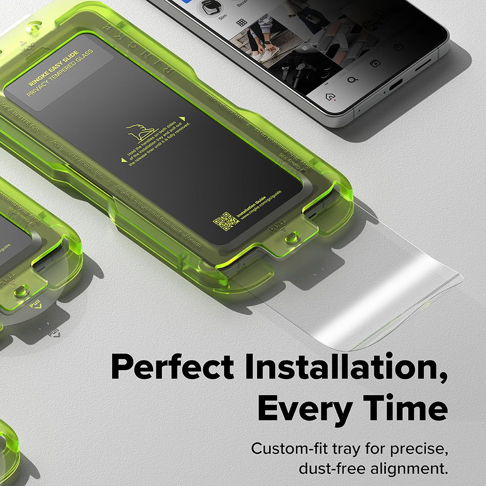 Ringke Easy Slide Screen Protector for Samsung Galaxy S26, Tempered Glass, Full Glue, Set of 2 Pieces, Black