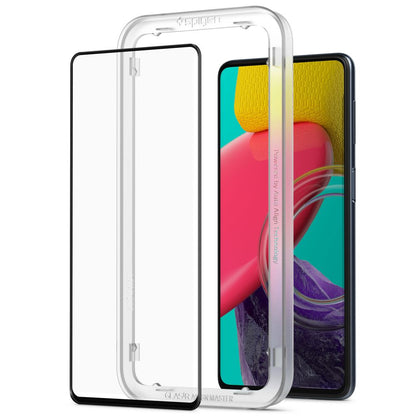 Zaščitna folija za zaslon Spigen GlastR Align Master za Samsung Galaxy M53 M536, Kaljeno steklo, Polno lepljiva, Črna