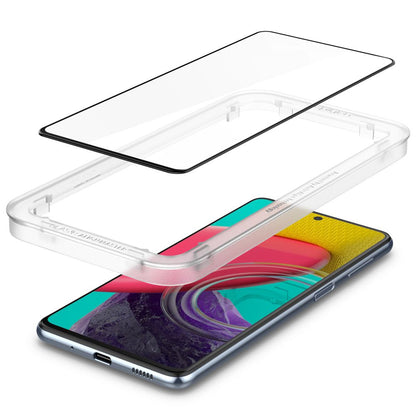 Zaščitna folija za zaslon Spigen GlastR Align Master za Samsung Galaxy M53 M536, Kaljeno steklo, Polno lepljiva, Črna