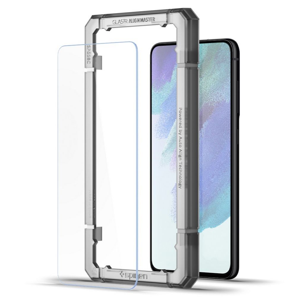 Zaščitna folija za zaslon Spigen GlastR Align Master za Samsung Galaxy S21 FE 5G G990, Kaljeno steklo, Polno lepilo, Set 2 kosa AGL03088