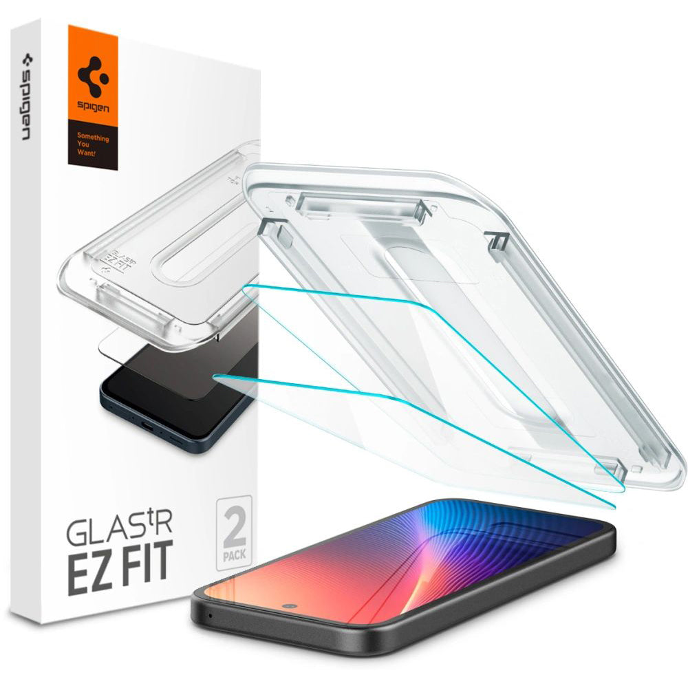 Zaščitna folija za zaslon Spigen GlastR EZ FIT za Google Pixel 9a, Kaljeno steklo, Polno lepilo, Set 2 kosa AGL08938