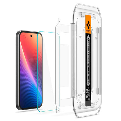 Zaščitna folija za zaslon Spigen GlastR EZ FIT za Google Pixel 9a, Kaljeno steklo, Polno lepilo, Set 2 kosa AGL08938