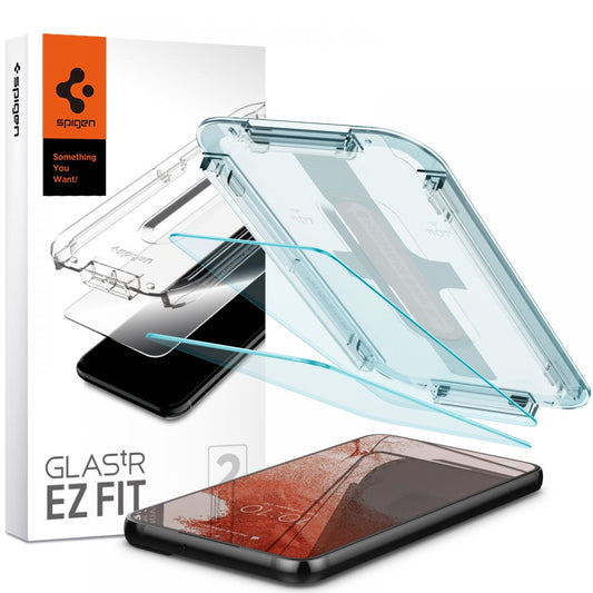Zaščitna folija za zaslon Spigen GlastR EZ FIT za Samsung Galaxy S22 5G S901, kaljeno steklo, polno lepilo, komplet 2 kosa AGL04151