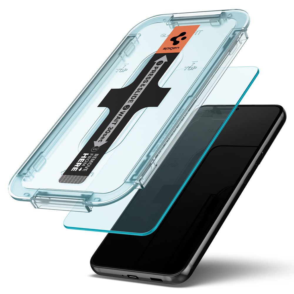 Spigen GlastR EZ FIT Screen Protector for Samsung Galaxy S22 5G S901, Tempered Glass, Full Glue, Set of 2 pieces AGL04151