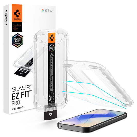 Zaščitna folija za zaslon Spigen GlastR EZ FIT Pro HD za Google Pixel 10a, Kaljeno steklo, Polno lepilo, Set 2 kosa AGL11364