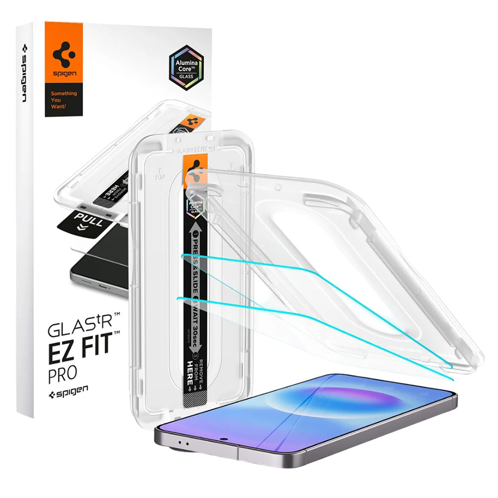Spigen GlastR EZ FIT Pro HD Screen Protector for Samsung Galaxy A57 5G, Tempered Glass, Full Glue, Set of 2 pieces AGL11397