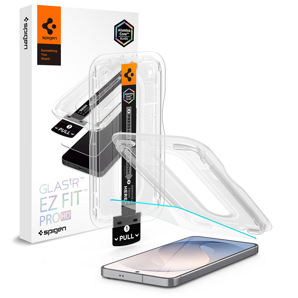 Zaščitna folija zaslona Spigen GlastR EZ FIT Pro HD za Samsung Galaxy S26 FE S741, kaljeno steklo, polno lepilo AGL11996