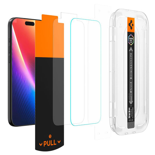 Zaščitna folija za zaslon Spigen GlastR EZ FIT Pro za Apple iPhone 17 Pro / 17 / 16 Pro, Kaljeno steklo, Polno lepljenje