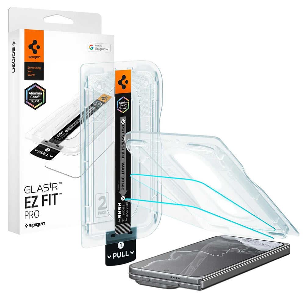 Zaščitna folija za zaslon Spigen GlastR EZ FIT Pro za Google Pixel 11 Pro Fold, kaljeno steklo, polno lepilo, komplet 2 kosa AGL11490