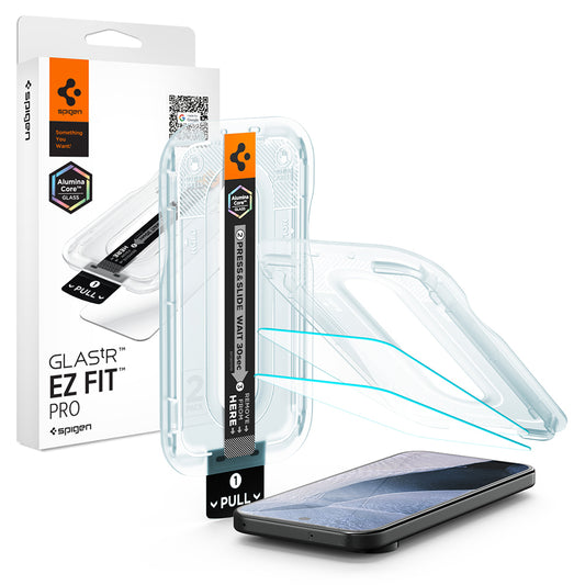 Zaščitna folija zaslona Spigen GlastR EZ FIT Pro za Google Pixel 11 Pro XL, kaljeno steklo, polno lepilo, komplet 2 kosa AGL11485