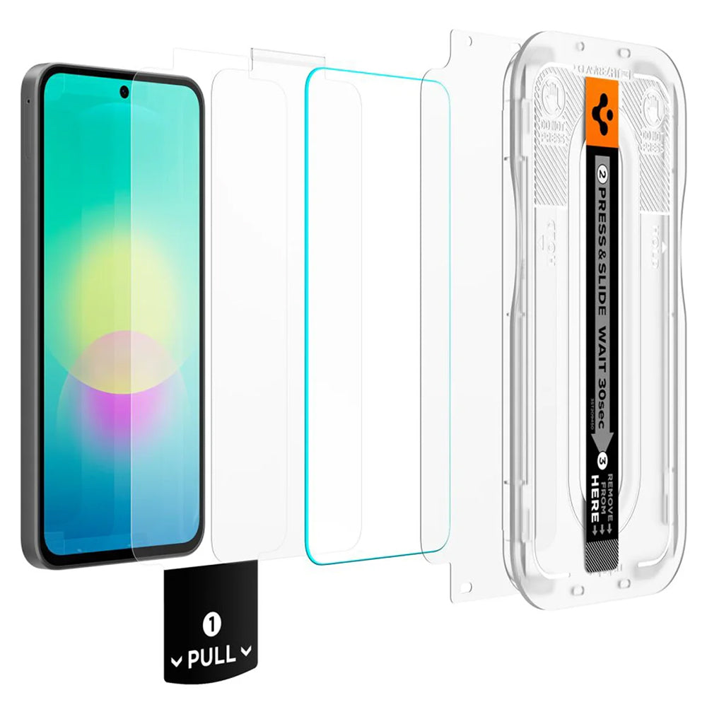 Zaščitna folija za zaslon Spigen GlastR EZ FIT Pro za Samsung Galaxy A27 5G, kaljeno steklo, polno lepilo, komplet 2 kosa AGL11809