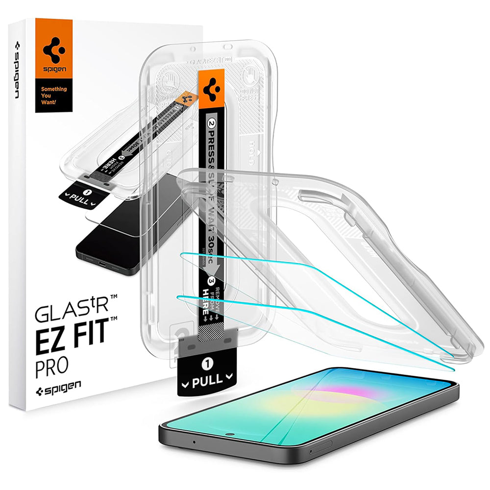 Zaščitna folija za zaslon Spigen GlastR EZ FIT Pro za Samsung Galaxy A27 5G, kaljeno steklo, polno lepilo, komplet 2 kosa AGL11809