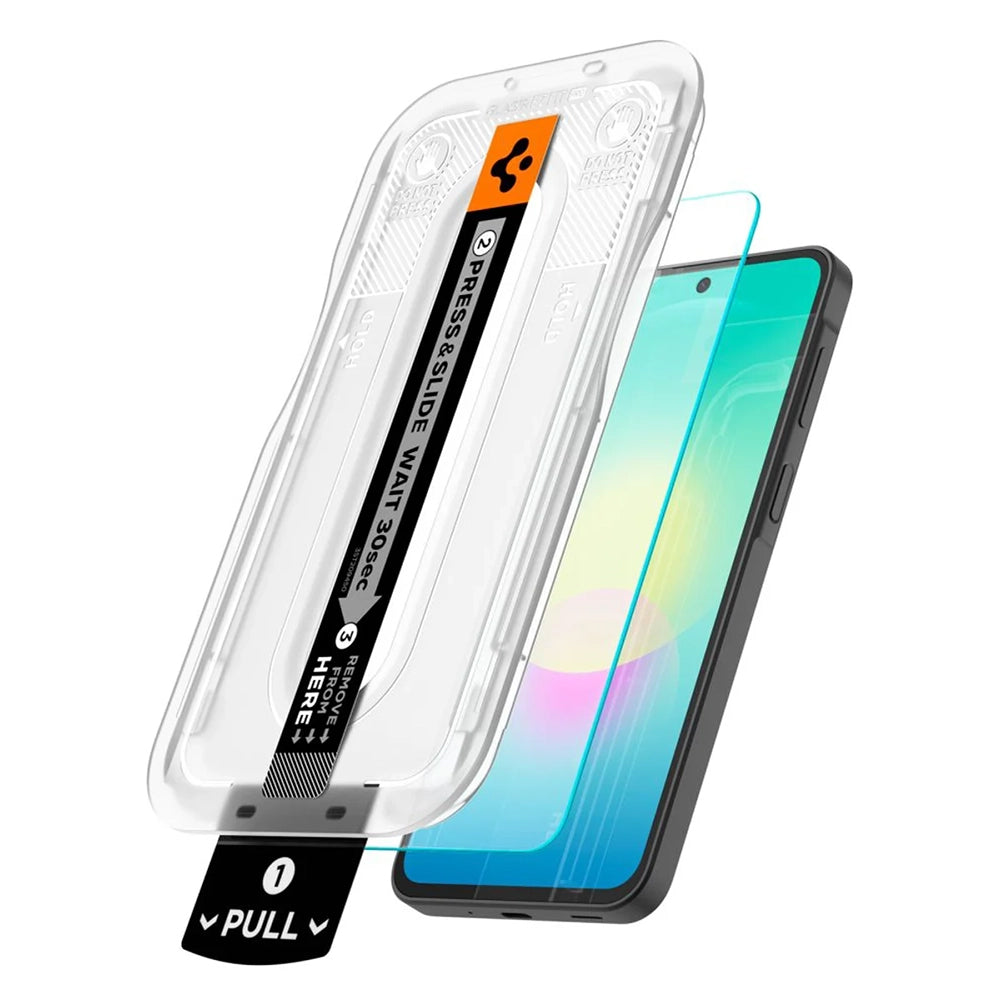 Zaščitna folija za zaslon Spigen GlastR EZ FIT Pro za Samsung Galaxy A27 5G, kaljeno steklo, polno lepilo, komplet 2 kosa AGL11809